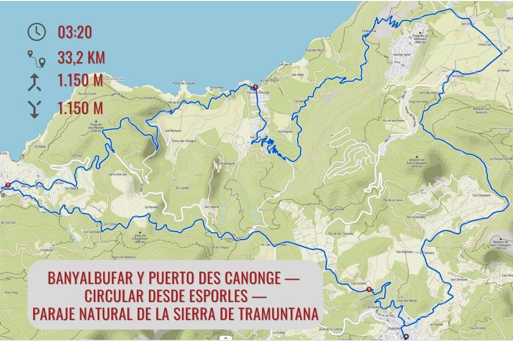Banyalbufar y Puerto des Canonge — circular desde Esporles — Paraje Natural de la Sierra de Tramuntana