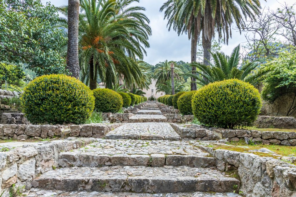 The gardens of Alfabia at the foot of the Tramuntana mountains between Bunyola and Soller 