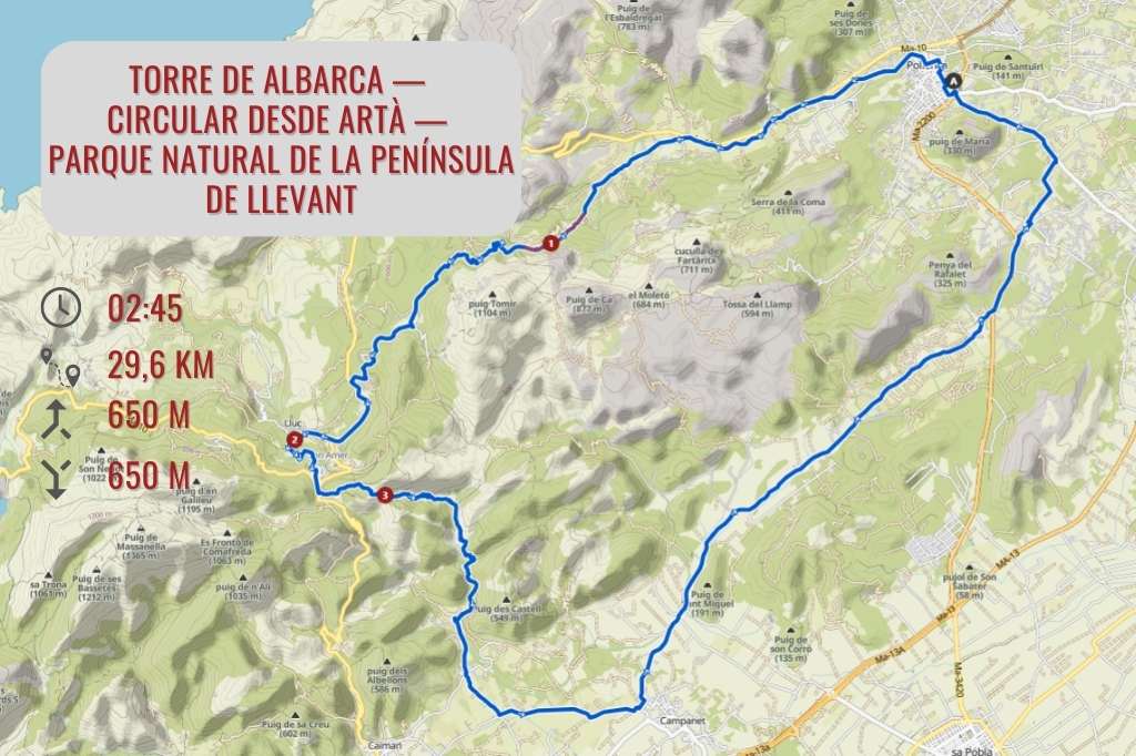 Torre de Albarca — circular desde Artà — Parque Natural de la Península de Llevant