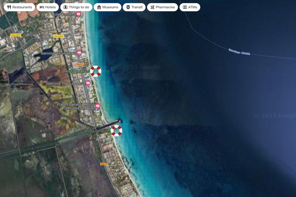 Playa de Muro on Google Map