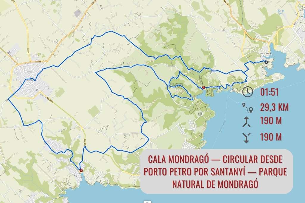 Cala Mondragó — circular desde Porto Petro por Santanyí — Parque Natural de Mondragó
