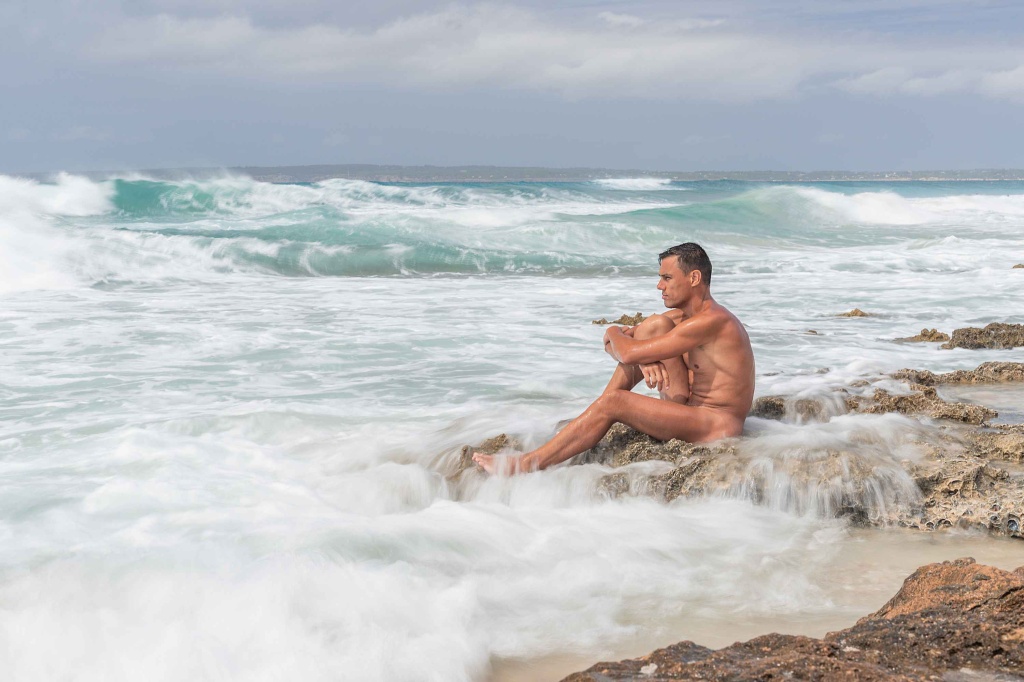 man in nudists beach in mallorca
