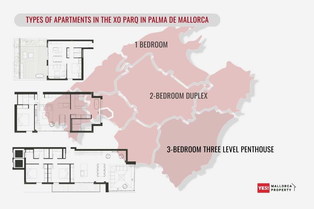 Types of apartments in the elite complex XO PARQ