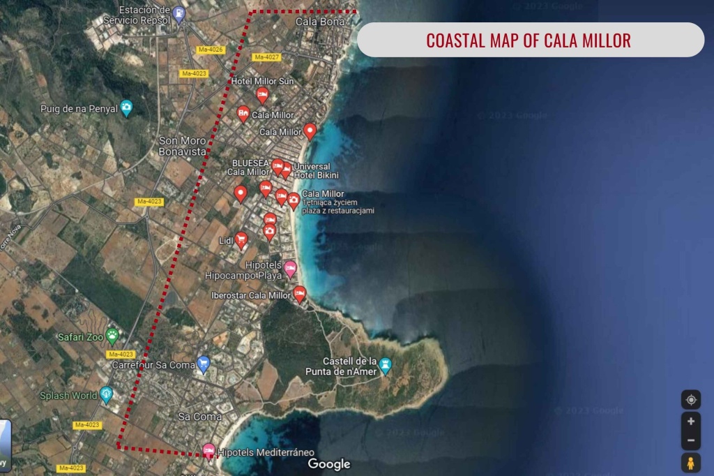 Coastal map of Cala Millor 