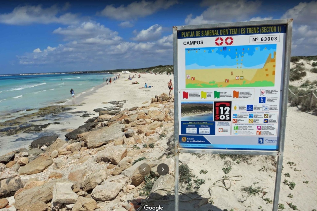 Information board on the beach Playa de Es Trenc