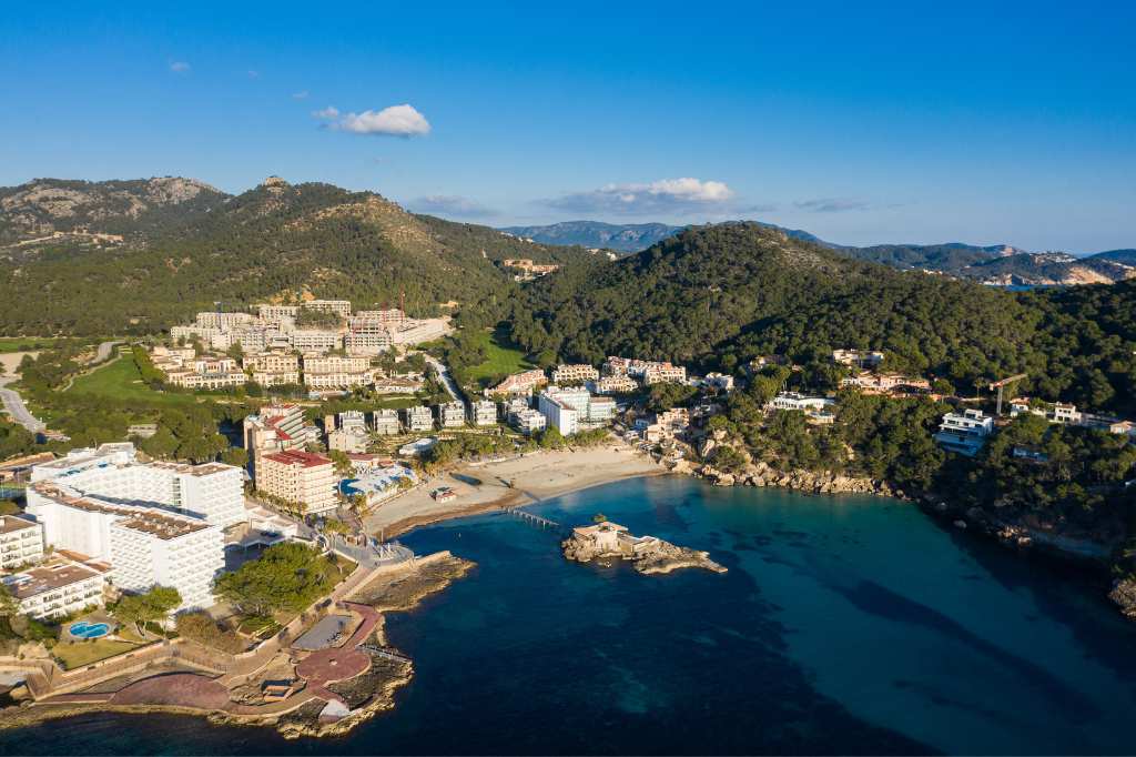 Aerial view of the Camp de Mar beach