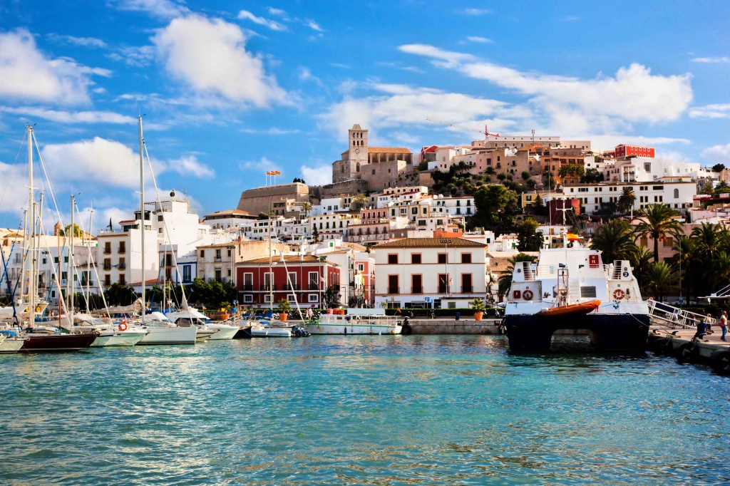 Panorama of the old town of Ibiza, capital of Ibiza Island