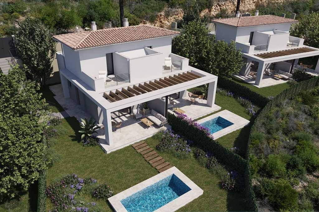 Top view of the villas at the Sunrise Bay residence in Mallorca