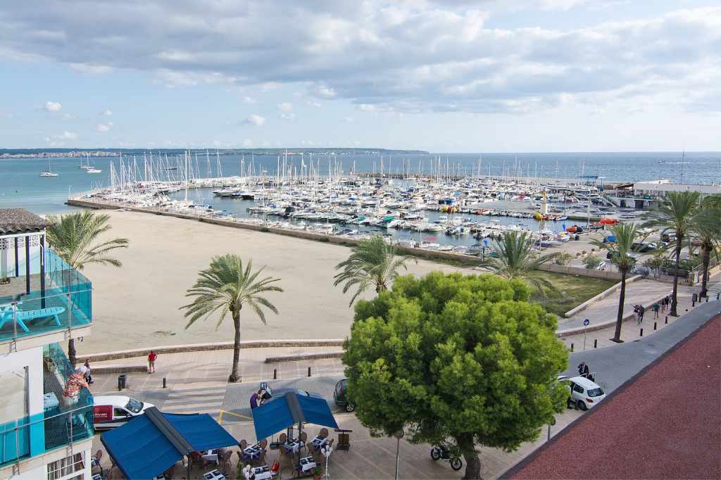 View of the port and marina of Can Pastilla