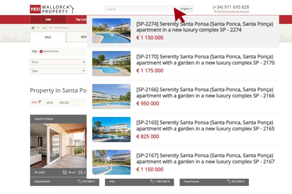 Prices for apartments in Serenity, Santa Ponsa