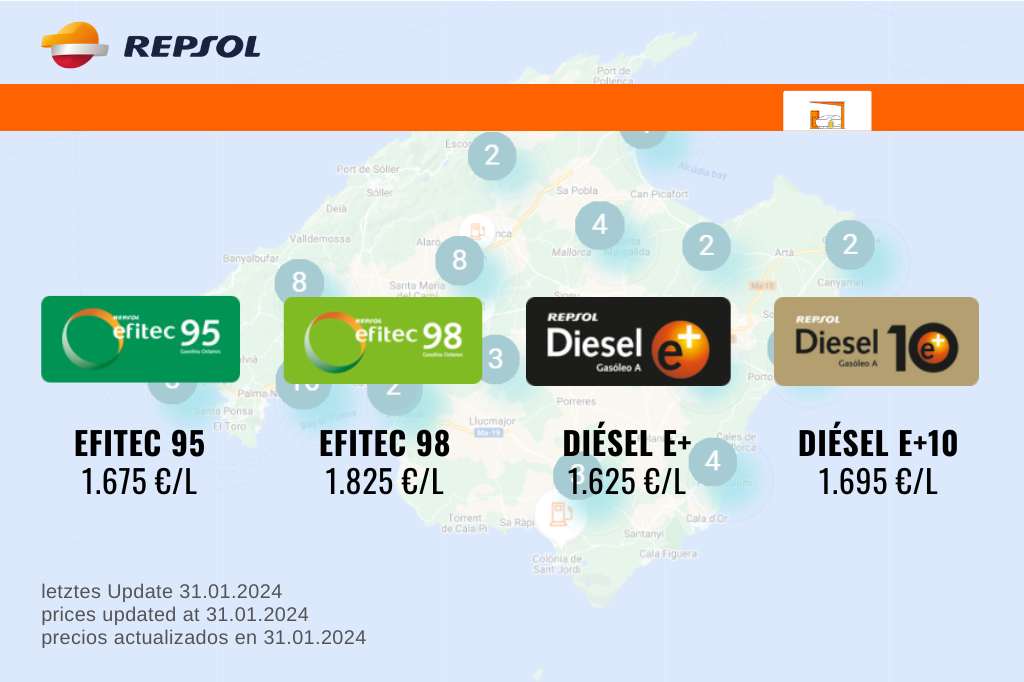 Fuel prices in Mallorca in 2024