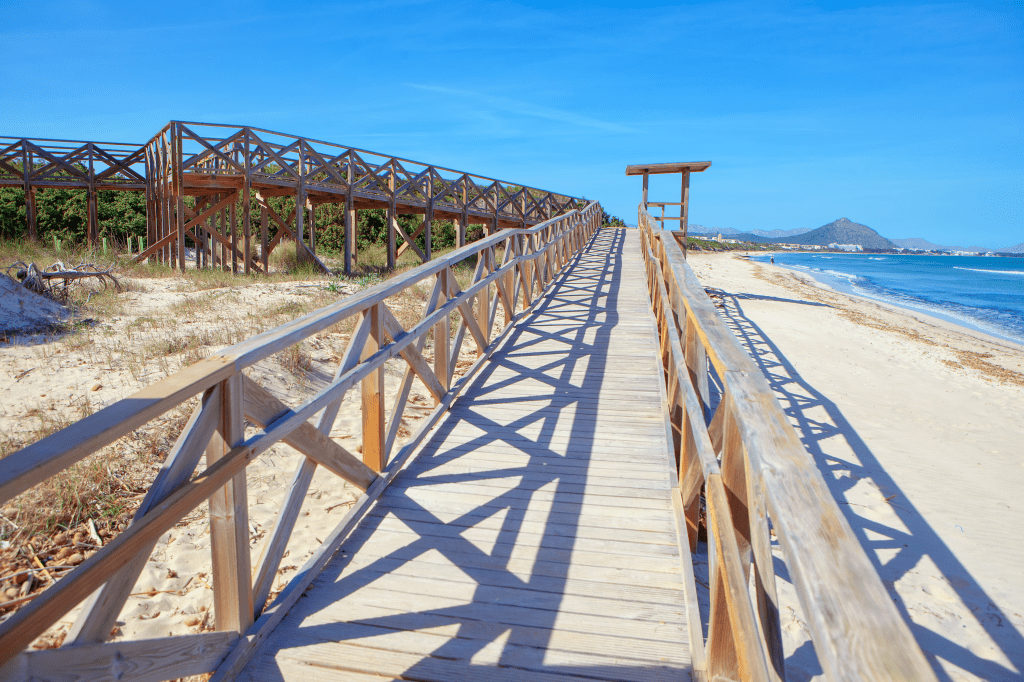 Pedestrian Bridge to Playa de Muro Beach in Mallorca