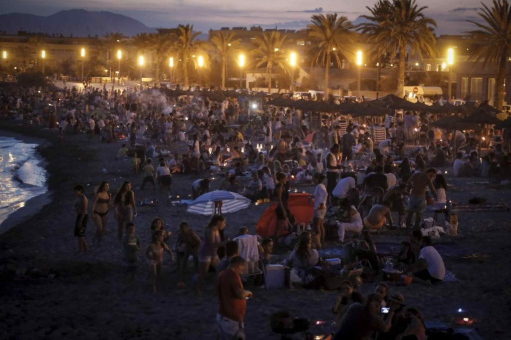 The celebration of Sant Joan on the beach in Mallorca