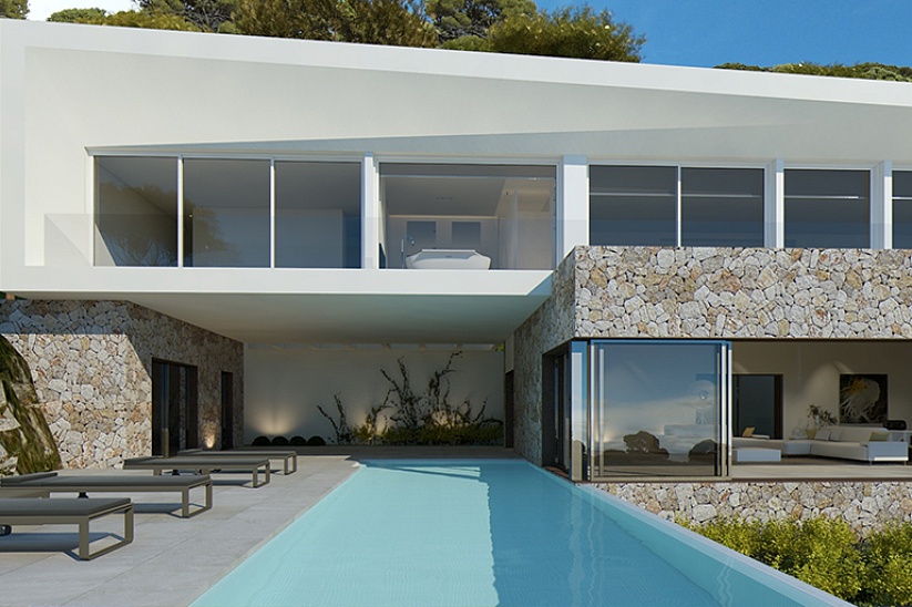 Fantastic villa with partial sea views under construction in Sol de Mallorca