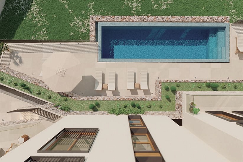 New penthouse with private pool under construction in a modern residence in Cala Mayor